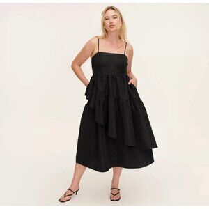 NEW! Kate Spade New York Target Tiered Ruffle Midi Tank Dress Black SZ XS